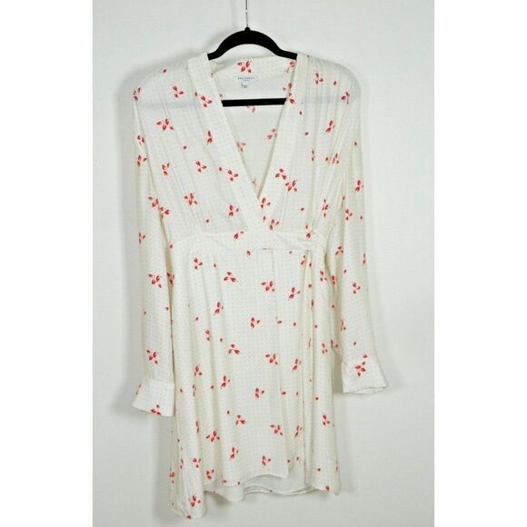 EQUIPMENT Femme Dress Size 4 Silk  Wrap White Red Polka Dots Floral Mini - Picture 10 of 12